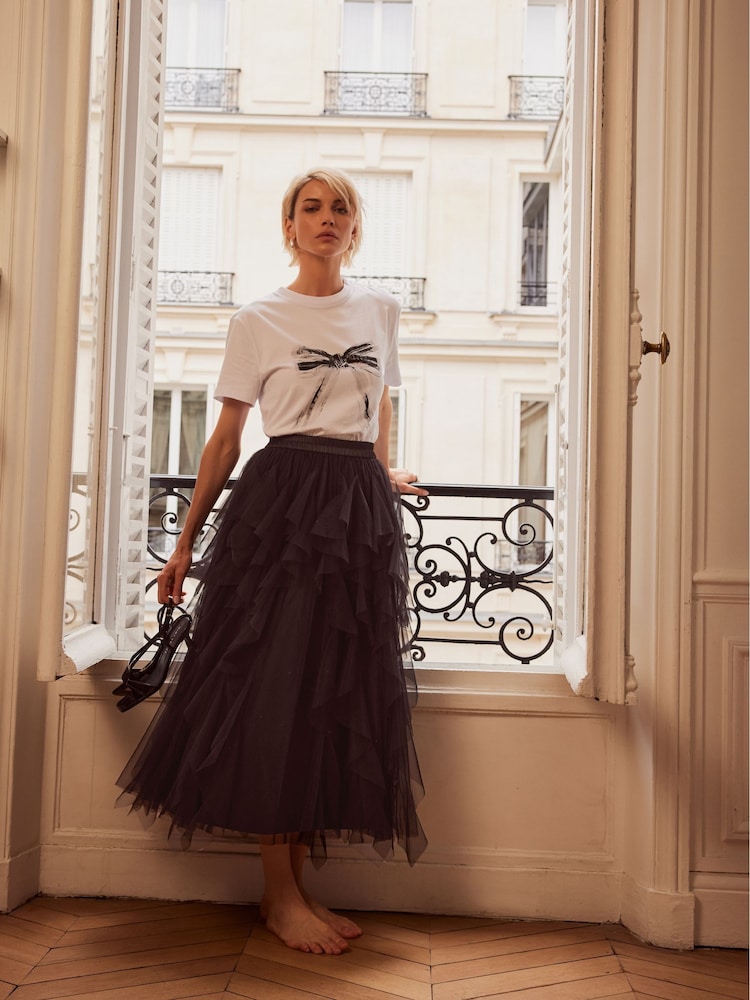 Mint Velvet Black Tulle Maxi Skirt - Image 1 of 4