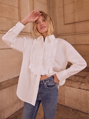Mint Velvet White Bib Detail 100% Cotton Shirt - Image 1 of 4