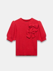 Mint Velvet Red Knit Bow Top - Image 3 of 4