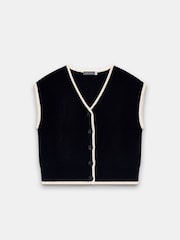 Mint Velvet Blue Contrast Trim Sleeveless Cardigan - Image 2 of 3