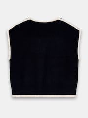 Mint Velvet Blue Contrast Trim Sleeveless Cardigan - Image 3 of 3