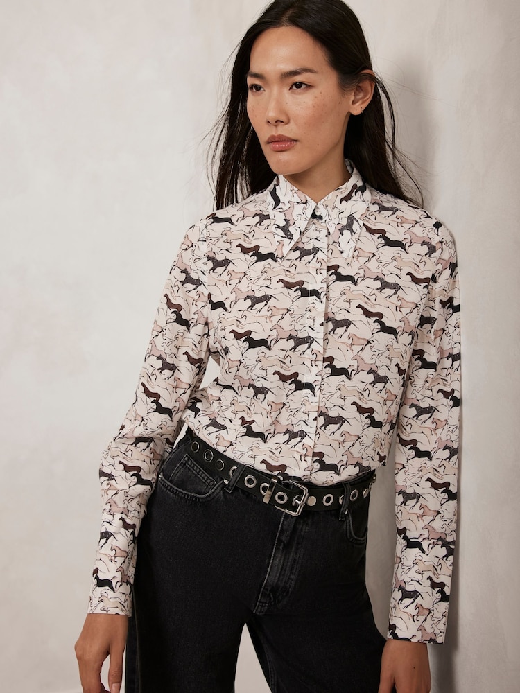 Mint Velvet Pink Horse Print Shirt - Image 2 of 7