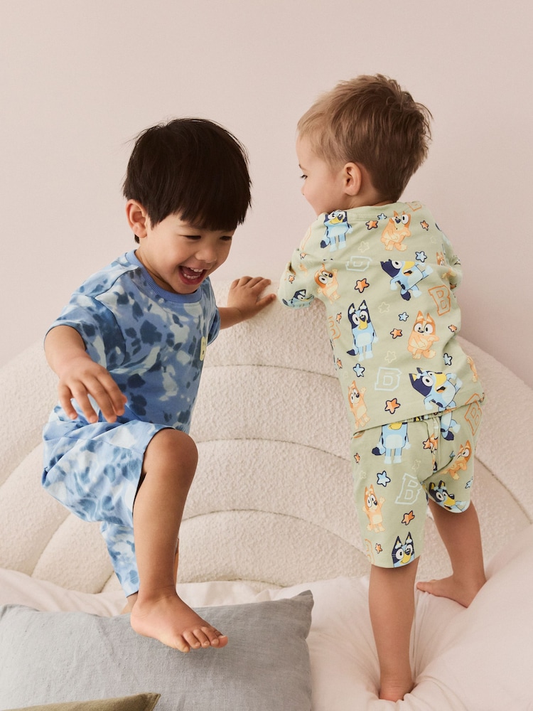 Blue/Green License Bluey 3 Pack 100% Cotton Short Pyjamas (12mths-8yrs) - Image 2 of 12