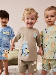 Blue/Green License Bluey 3 Pack 100% Cotton Short Pyjamas (12mths-8yrs) - Image 3 of 12