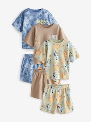 Blue/Green License Bluey 3 Pack 100% Cotton Short Pyjamas (12mths-8yrs) - Image 6 of 12