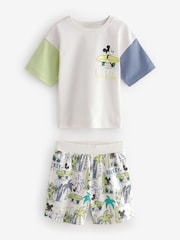 Green/Ecru Mickey Mouse Surf Club License 100% Cotton Short Pyjamas 2 Pack (9mths-9yrs) - Image 3 of 6