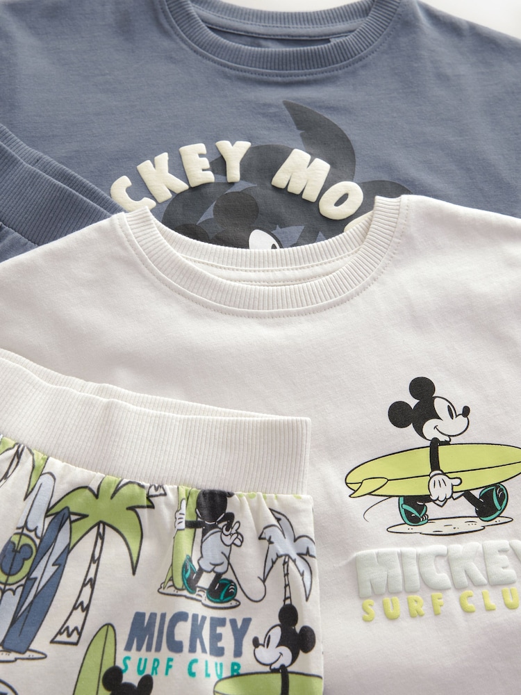 Green/Ecru Mickey Mouse Surf Club License 100% Cotton Short Pyjamas 2 Pack (9mths-9yrs) - Image 8 of 9
