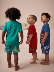 Multi Bright Mini Marvel License 100% Cotton Short Pyjamas 3 Pack (12mths-11yrs) - Image 2 of 11