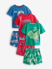 Multi Bright Mini Marvel License 100% Cotton Short Pyjamas 3 Pack (12mths-11yrs) - Image 5 of 11