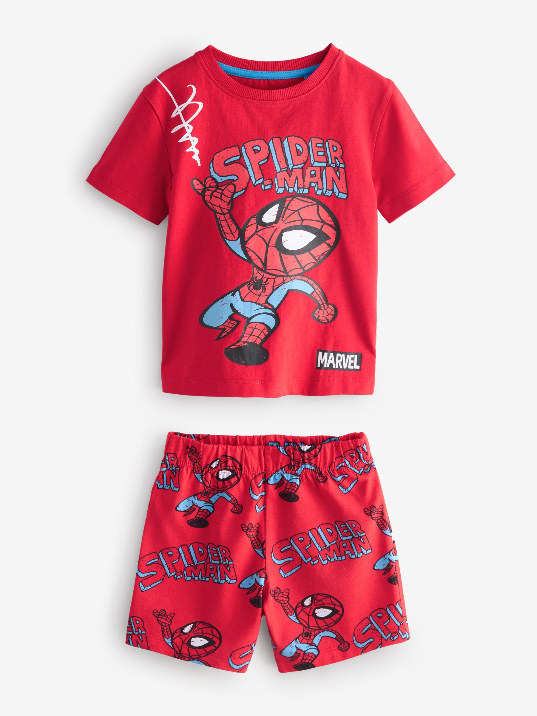 Buy Multi Bright Mini Marvel 100% Cotton Short Pyjamas 3 Pack (12mths ...