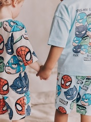 Ecru/Aqua License Marvel Short Pyjamas 2 Pack (12mths-11yrs) - Image 3 of 5