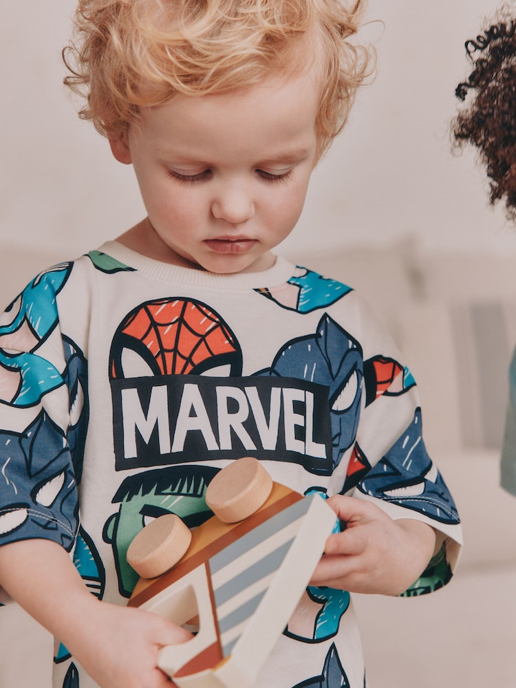 Ecru/Aqua License Marvel Short Pyjamas 2 Pack (12mths-11yrs) - Image 4 of 5