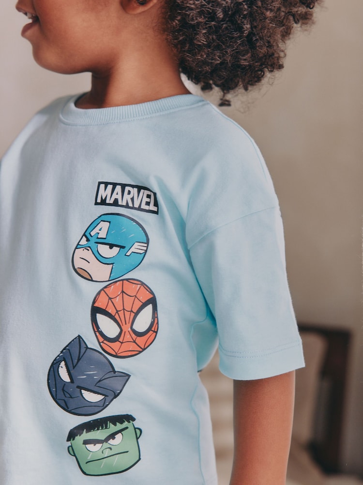 Ecru/Aqua License Marvel Short Pyjamas 2 Pack (12mths-11yrs) - Image 5 of 5