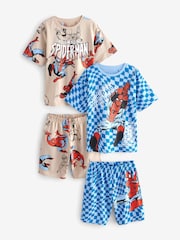 Navy/Camel Spiderman License Short Pyjamas 2 Pack (12mths-10yrs) - Image 1 of 6
