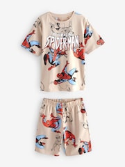 Navy/Camel Spiderman License Short Pyjamas 2 Pack (12mths-10yrs) - Image 2 of 6