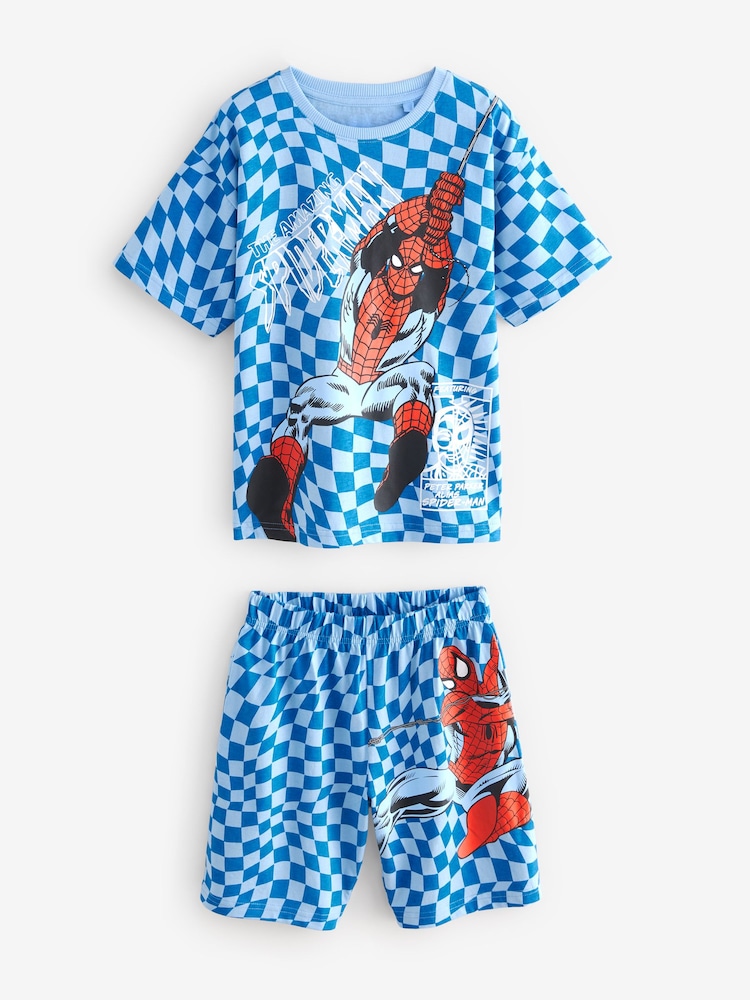 Navy/Camel Spiderman License Short Pyjamas 2 Pack (12mths-10yrs) - Image 4 of 6