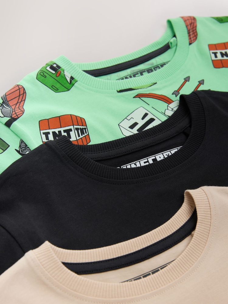 Black/Green/Stone Minecraft 100% Cotton Short Pyjamas 3 Pack (3-16yrs) - Image 9 of 9 Black/Green/Stone Minecraft 100% Cotton Short Pyjamas 3 Pack (3-16yrs) - Image 9 of 9