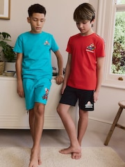 Blue/Red Mario Kart - 2 Pack License Short 100% Cotton Pyjamas (3-16yrs) - Image 1 de 11