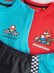 Blue/Red Mario Kart - 2 Pack License Short 100% Cotton Pyjamas (3-16yrs) - Image 10 de 11