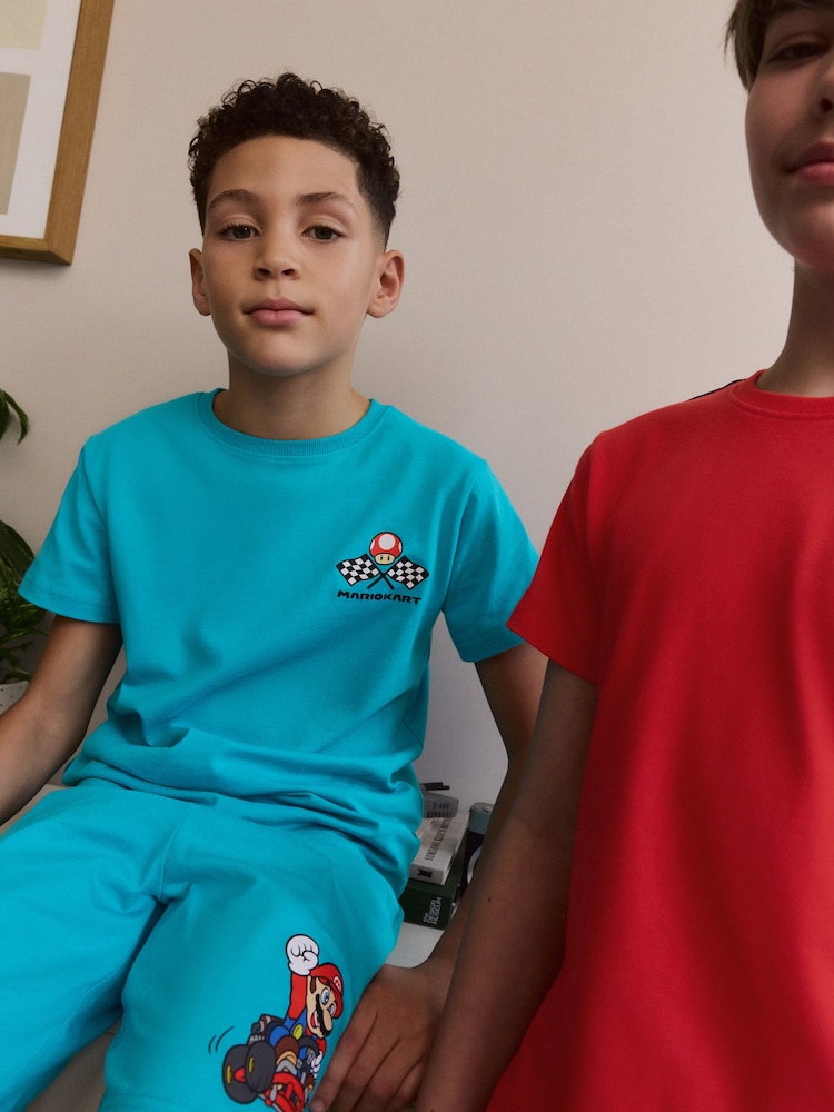 Blue/Red Mario Kart - 2 Pack License Short 100% Cotton Pyjamas (3-16yrs) - Image 2 of 11