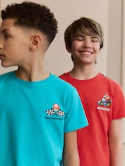 Blue/Red Mario Kart - 2 Pack License Short 100% Cotton Pyjamas (3-16yrs) - Image 4 de 11