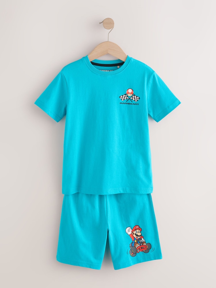 Blue/Red Mario Kart - 2 Pack License Short 100% Cotton Pyjamas (3-16yrs) - Image 6 of 11