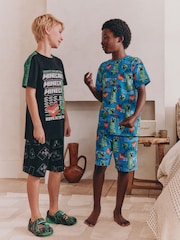 Green/Black License Minecraft Short Pyjamas 2 Pack (5-14yrs) - Image 1 of 3