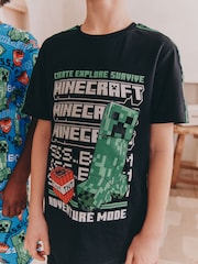 Зеленый/черный - Набор из 2 пижам с шортами и лицензионным принтом Minecraft (5-14лет) - Изображение 4 из 10