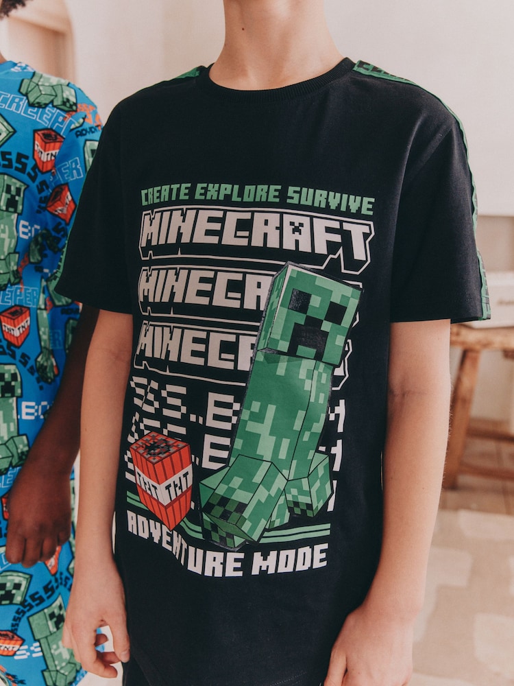 Green/Black License Minecraft Short Pyjamas 2 Pack (5-14yrs) - Image 4 of 9