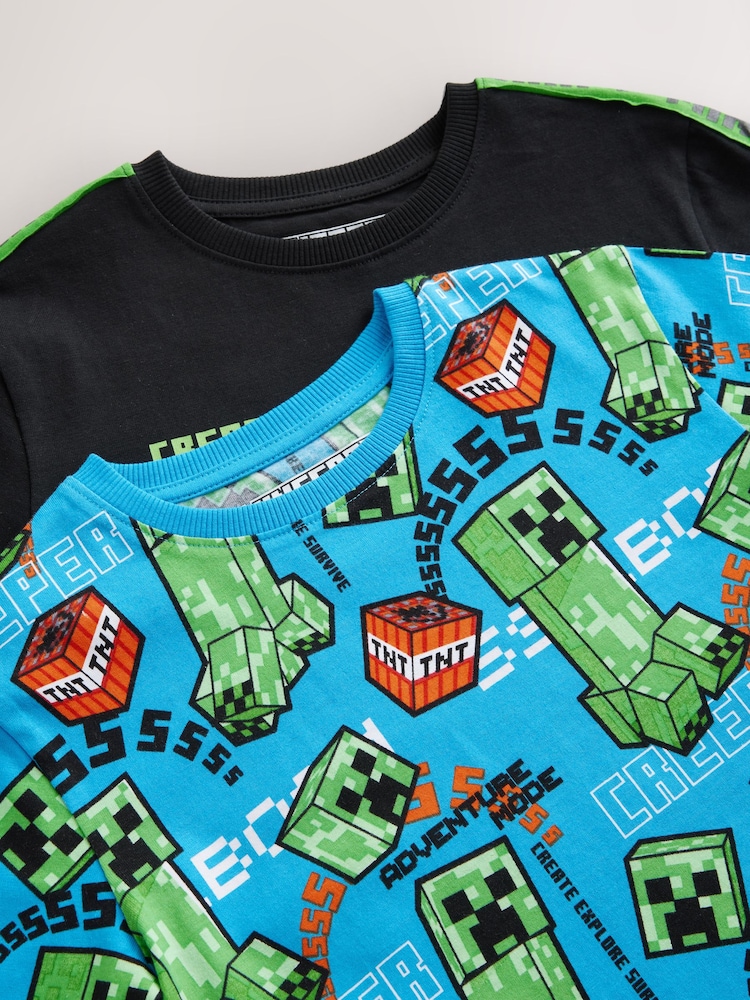 Verde/Preto - Licencie o pacote 2 de pijamas curtos Minecraft (5-14anos) - Imagem 9 de 9
