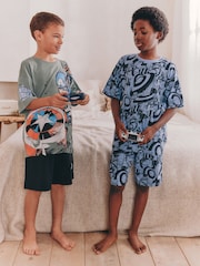 Black/Grey License Captain America Short Pyjamas 2 Pack (3-14yrs) - Image 1 of 10