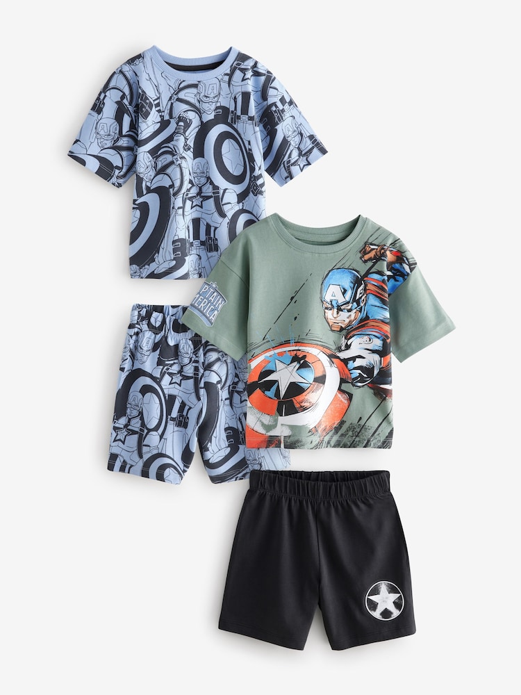 Black/Grey License Captain America Short Pyjamas 2 Pack (3-14yrs) - Image 5 of 10