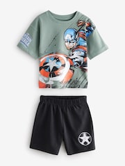 Black/Grey License Captain America Short Pyjamas 2 Pack (3-14yrs) - Image 6 of 10