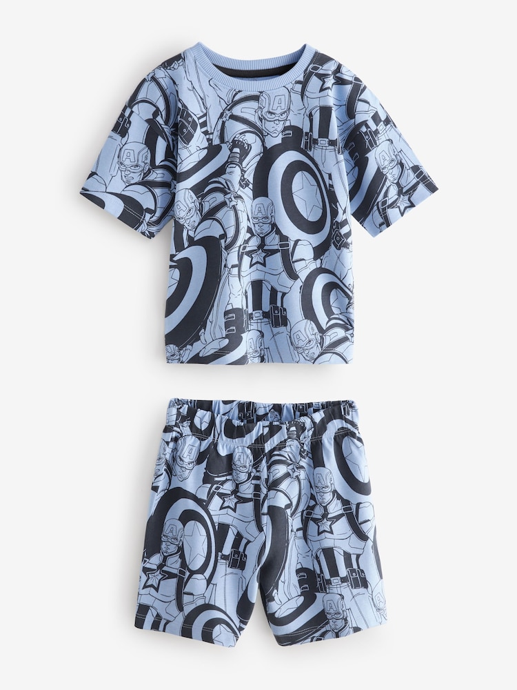 Black/Grey License Captain America Short Pyjamas 2 Pack (3-14yrs) - Image 7 of 10