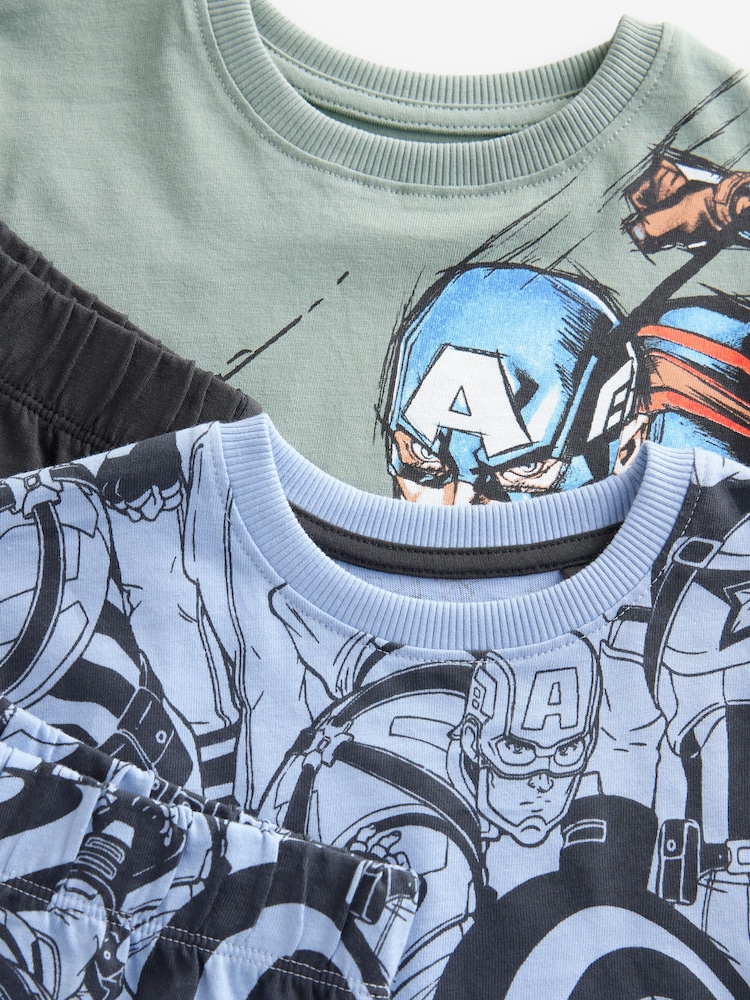 Black/Grey License Captain America Short Pyjamas 2 Pack (3-14yrs) - Image 9 of 10