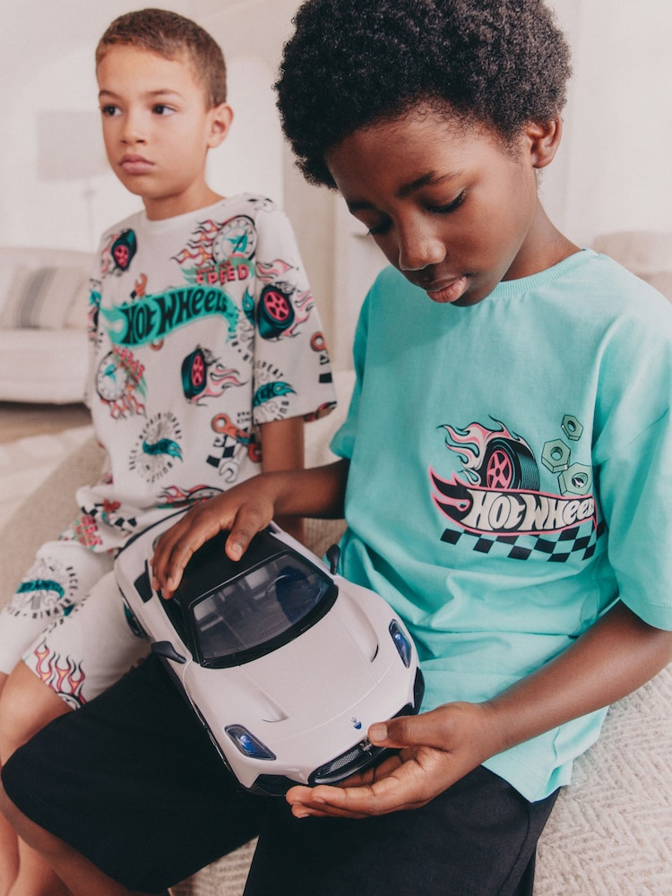 Bleu/Crème - Lot de 2 pyjamas courts sous licence Hot Wheels (9mois -10ans) - Image 2 of 4