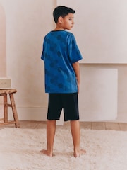 Blue/Black Single License Short 100% Cotton Pyjamas (5-16yrs) - Image 3 of 5