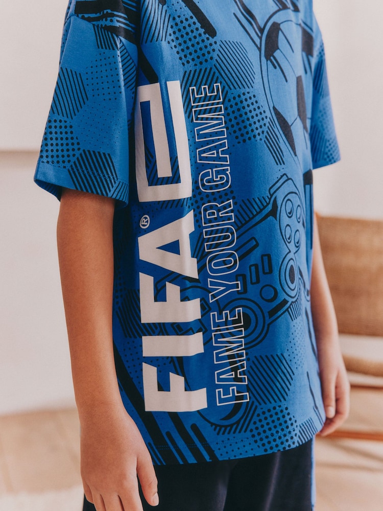 Blue/Black Single License Short 100% Cotton Pyjamas (5-16yrs) - Image 5 of 5