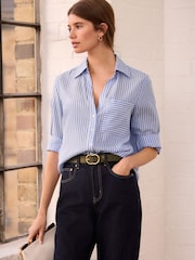 Blue Stripe Soft Relaxed Long Sleeve Shirt - Image 1 of 9