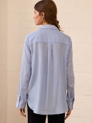 Blue Stripe Soft Relaxed Long Sleeve Shirt - Image 4 of 9