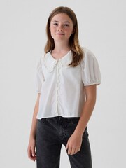 Gap White Ruffle Collar Shirt (4-13yrs) - Image 1 of 5