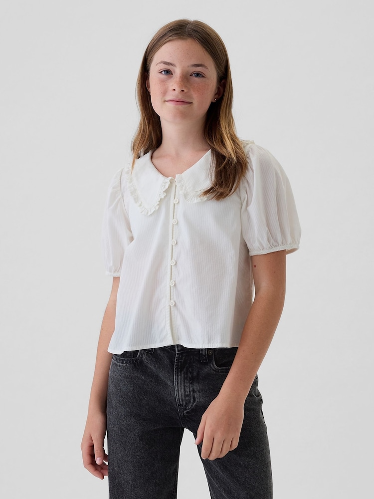 Gap White Ruffle Collar Shirt (4-13yrs) - Image 1 of 5