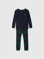 Gap Navy Blue Matching Family Christmas Kids Cotton Long Sleeve Pyjamas (6mths-5yrs) - Image 2 of 2