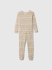 Gap Beige Fair Isle Organic Brushed Cotton Christmas Pyjama Set (12mths-5yrs) - Image 1 of 3