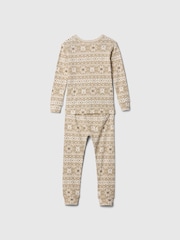 Gap Beige Fair Isle Organic Brushed Cotton Christmas Pyjama Set (12mths-5yrs) - Image 2 of 3