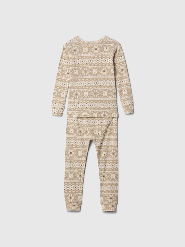 Gap Beige Fair Isle Organic Brushed Cotton Christmas Pyjama Set (12mths-5yrs) - Image 2 of 3