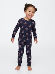 Gap Blue Santa Organic Brushed Cotton Christmas Pyjama Set (12mths-5yrs) - Image 1 of 4