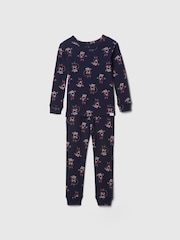 Gap Blue Santa Organic Brushed Cotton Christmas Pyjama Set (12mths-5yrs) - Image 2 of 4