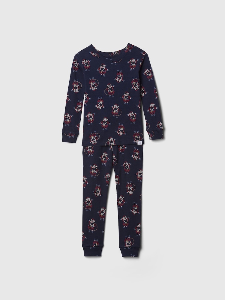 Gap Blue Santa Organic Brushed Cotton Christmas Pyjama Set (12mths-5yrs) - Image 2 of 4