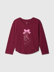 Gap Burgundy Red Long Sleeve Graphic T-Shirt (6mths-5yrs) - Image 1 of 2